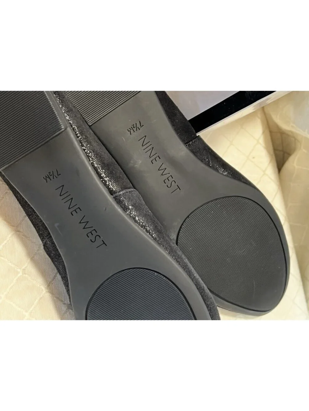 Nine West Black Suede Ballet Flats: Size 7.5